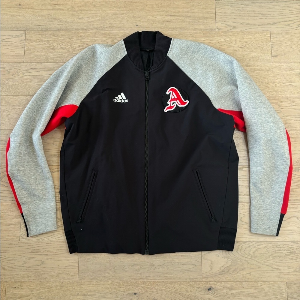 Adidas Oakland Athletics Men's Black, Gray, and Red Bomber Jacket